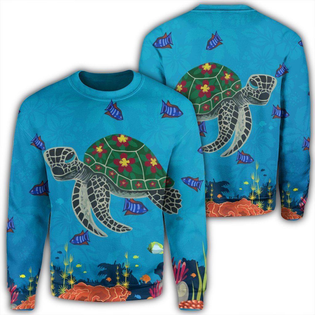 Hawaii Sea Cartoon Sweatshirt - AH Unisex Black - Polynesian Pride