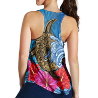 Hawaii Sea Turtle Hibiscus Coconut Tree Racerback Tank - AH - Polynesian Pride