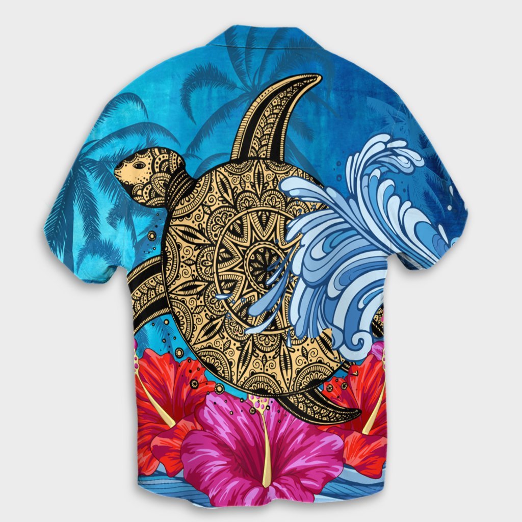 Hawaii Sea Turtle Hibiscus Coconut Tree Hawaiian Shirt - AH - Polynesian Pride