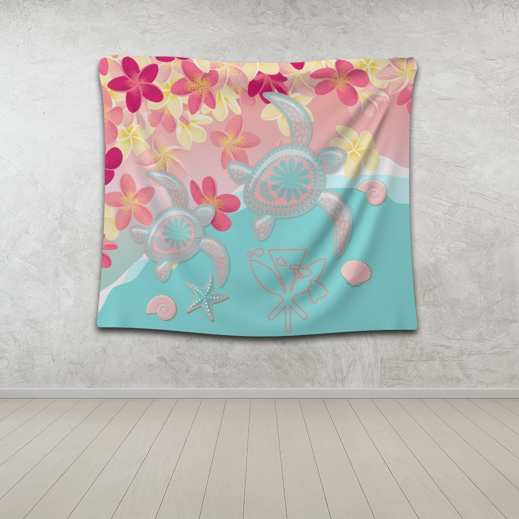 Hawaii Sea Turtle Plumeria Tapestry - AH - Polynesian Pride