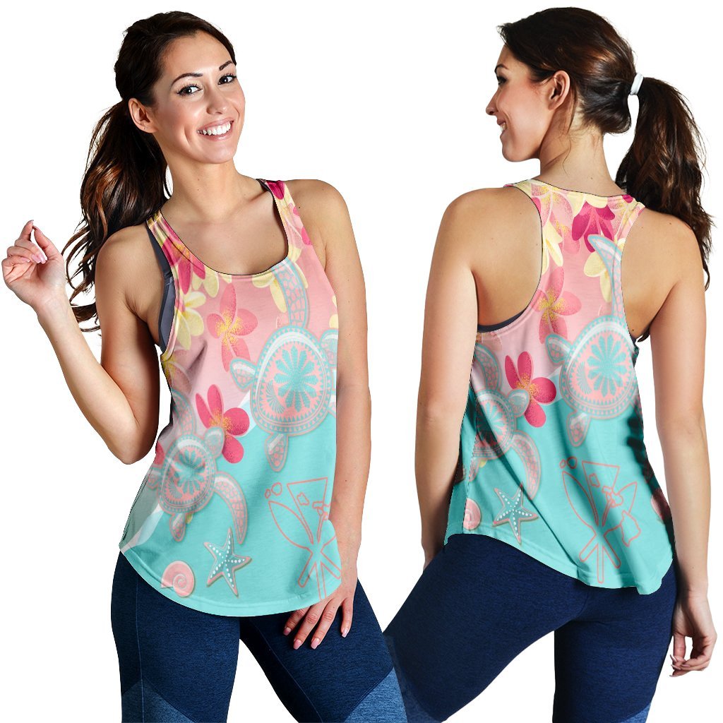 Hawaii Sea Turtle Plumeria Racerback Tank - AH Black - Polynesian Pride