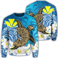 Hawaii Sea Turtle Plumeria Coconut Tree Sweatshirt - AH Unisex Black - Polynesian Pride