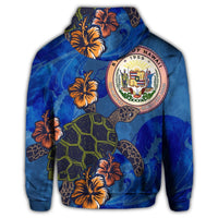 Hawaii Seal of Hawaii Hibiscus Ocean Turtle Polynesian Zip Hoodie - Polynesian Pride