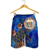 Hawaii Seal Of Hawaii Hibiscus Ocean Turtle Polynesian Men's Shorts - AH - Polynesian Pride