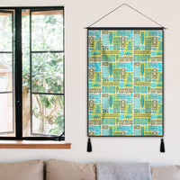Hawaii Seamless Exotic Tiki Pattern Hanging Poster - AH- Hanging Poster 50 x 75 cm Cotton And Linen - Polynesian Pride