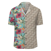 Hawaii Seamless Floral Pattern With Tropical Hibiscus Watercolor Lauhala Moiety Hawaiian Shirt - Polynesian Pride