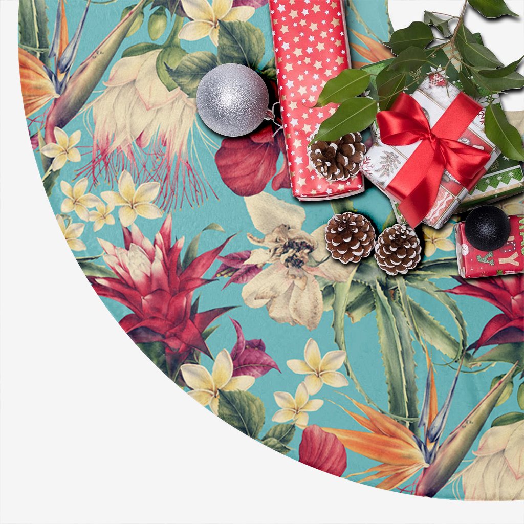 Hawaii Seamless Floral Pattern With Tropical Hibiscus, Watercolor Tree Skirt - Polynesian Pride