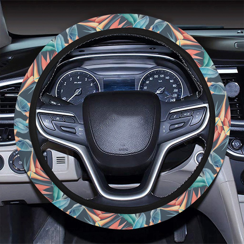 Hawaii Seamless Tropical Flower Hawaiian Summer Hawaii Universal Steering Wheel Cover with Elastic Edge - Polynesian Pride