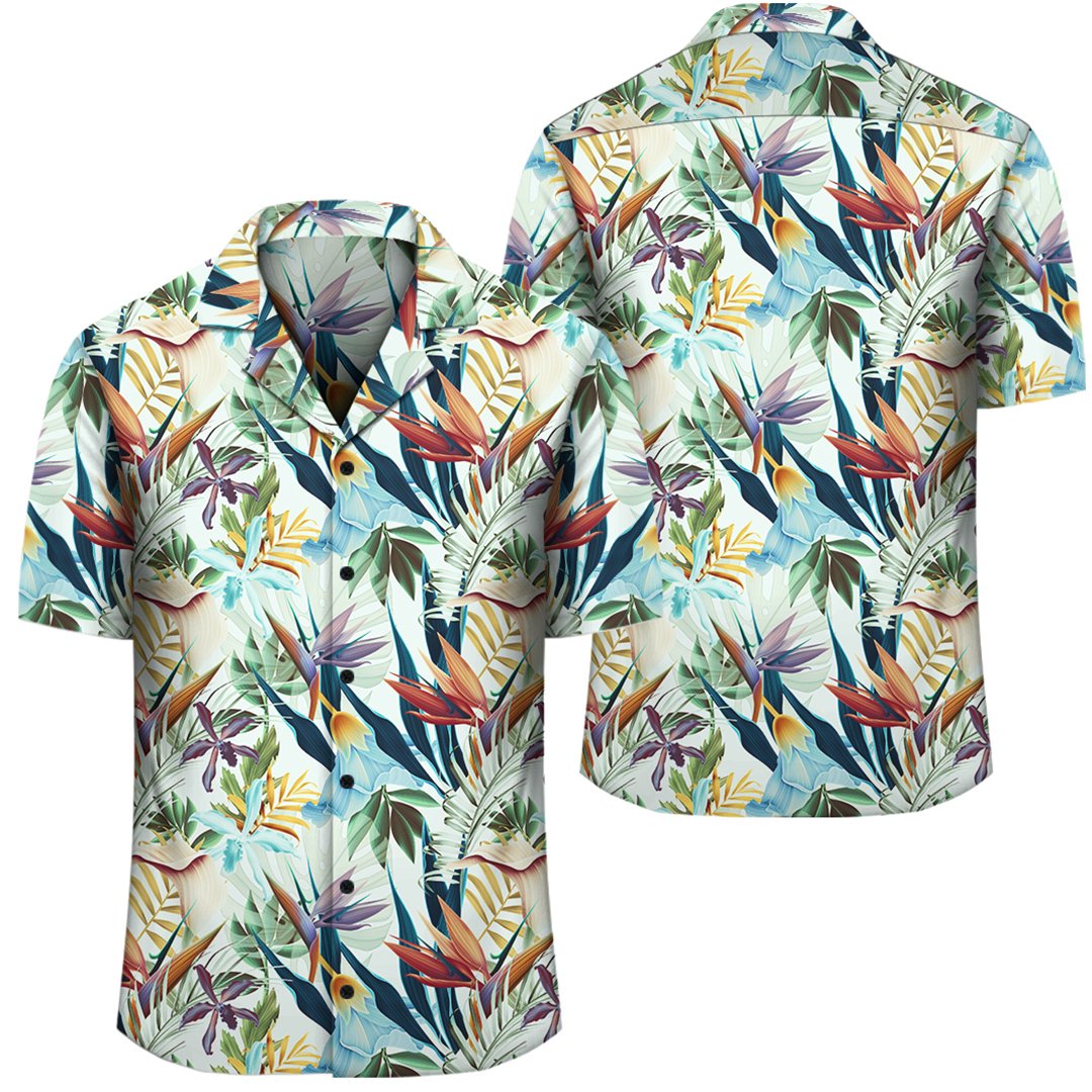 Hawaii Seamless Tropical Flower Plant And Leaf Hawaiian Shirt Unisex Black - Polynesian Pride