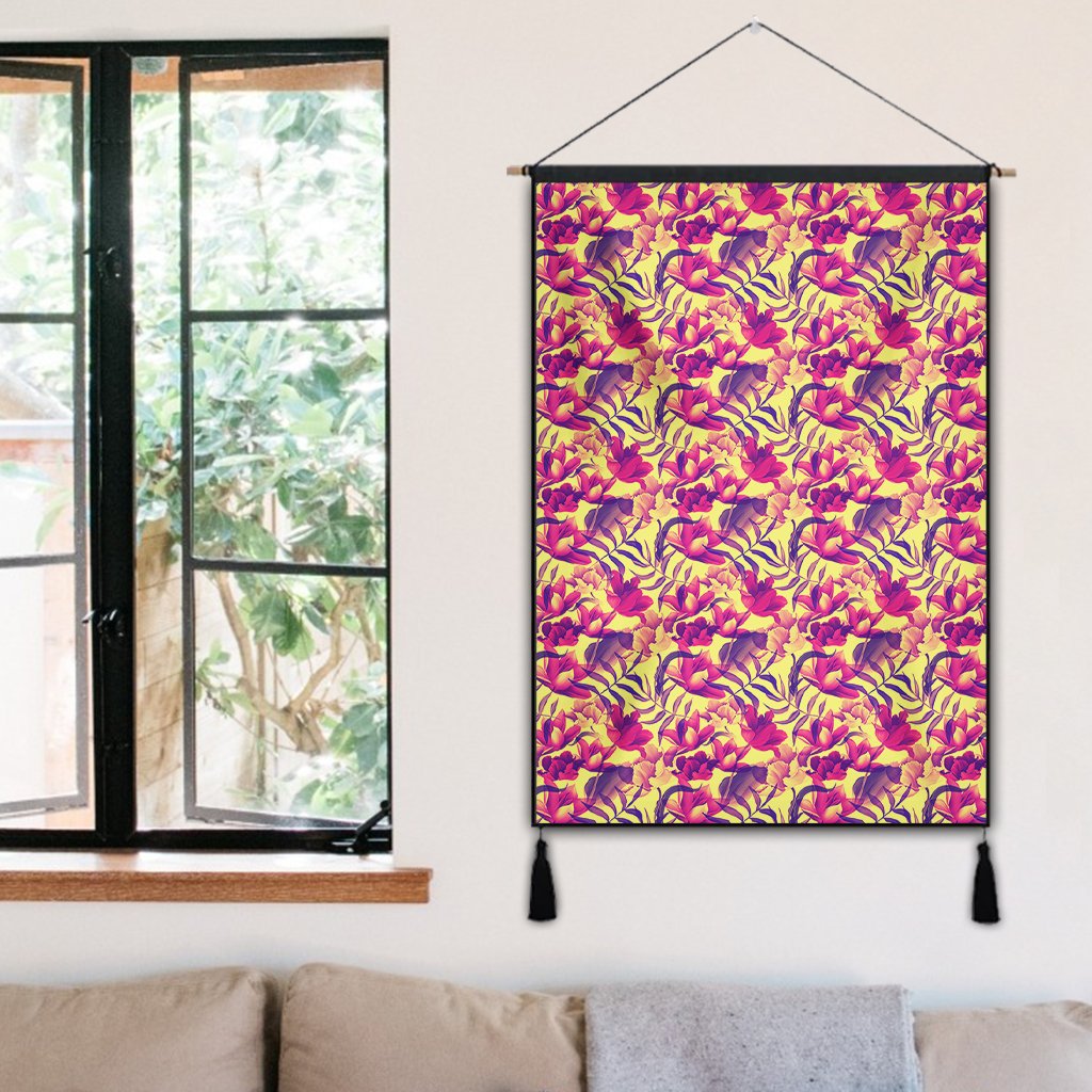Hawaii Seamless Tropical Flower Plant Pattern Background Hanging Poster - AH- Hanging Poster 50 x 75 cm Cotton And Linen - Polynesian Pride