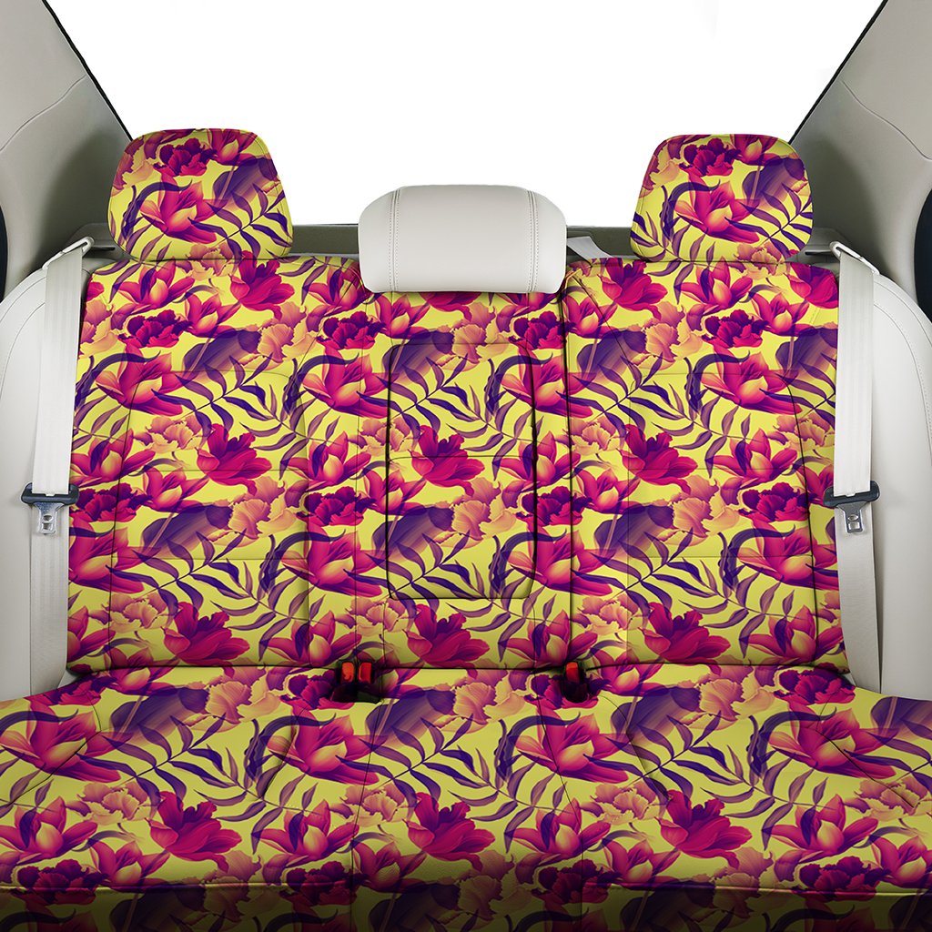 Hawaii Seamless Tropical Flower Plant Pattern Background Back Seat Cover - Polynesian Pride
