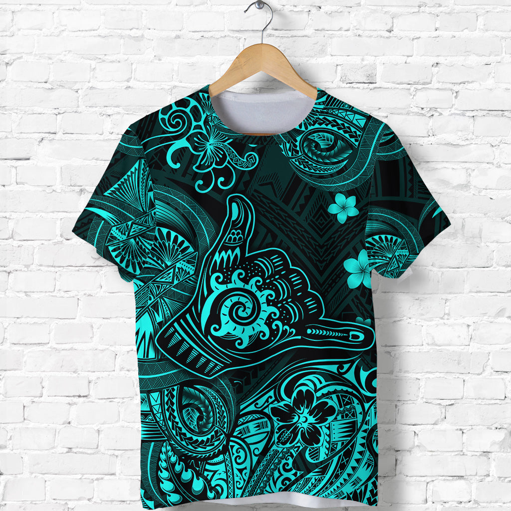 Hawaii Shaka Polynesian T Shirt Unique Style Turquoise LT8 - Polynesian Pride