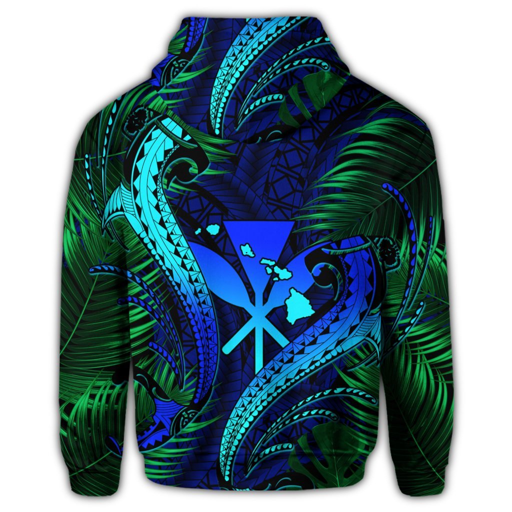 Hawaii Shark Polynesian Tropical Zip Hoodie Blue - Polynesian Pride