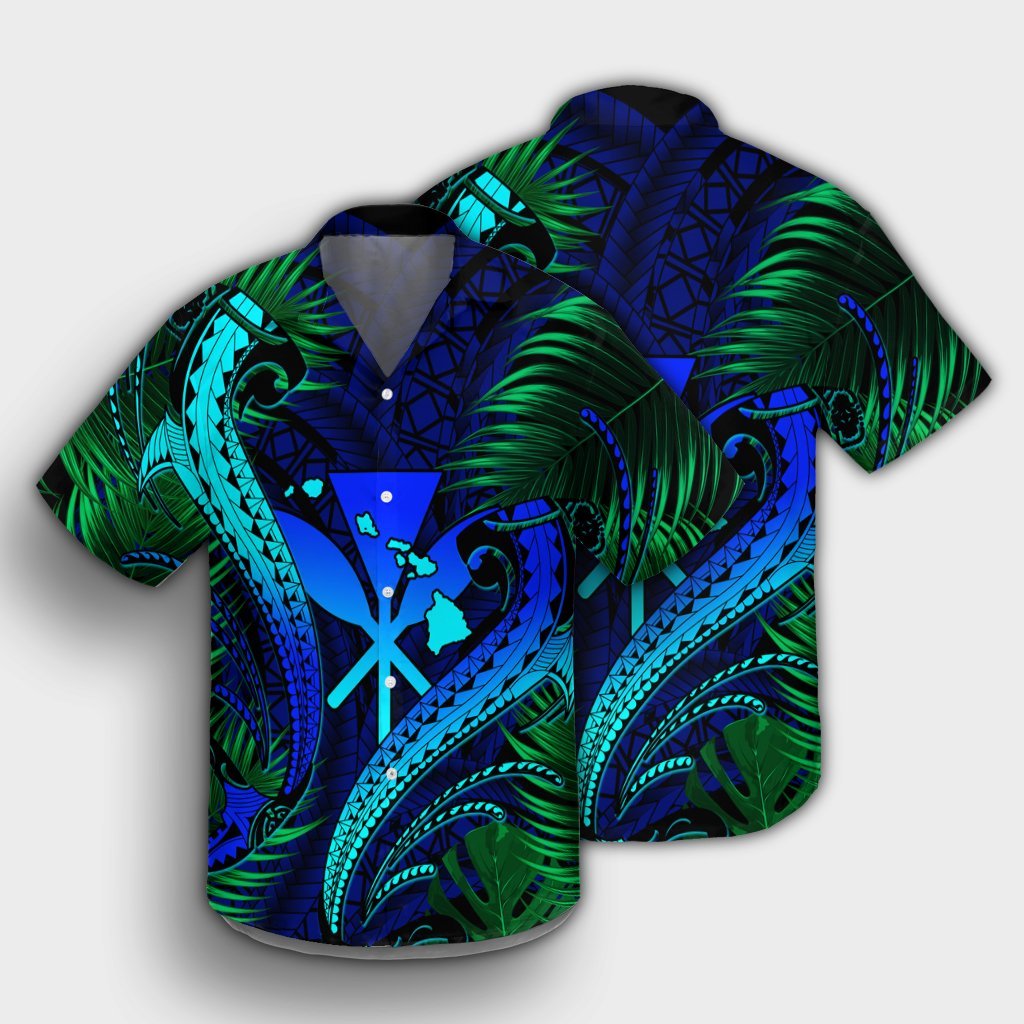 Hawaii Shark Polynesian Tropical Hawaiian Shirt - Blue - AH - Polynesian Pride