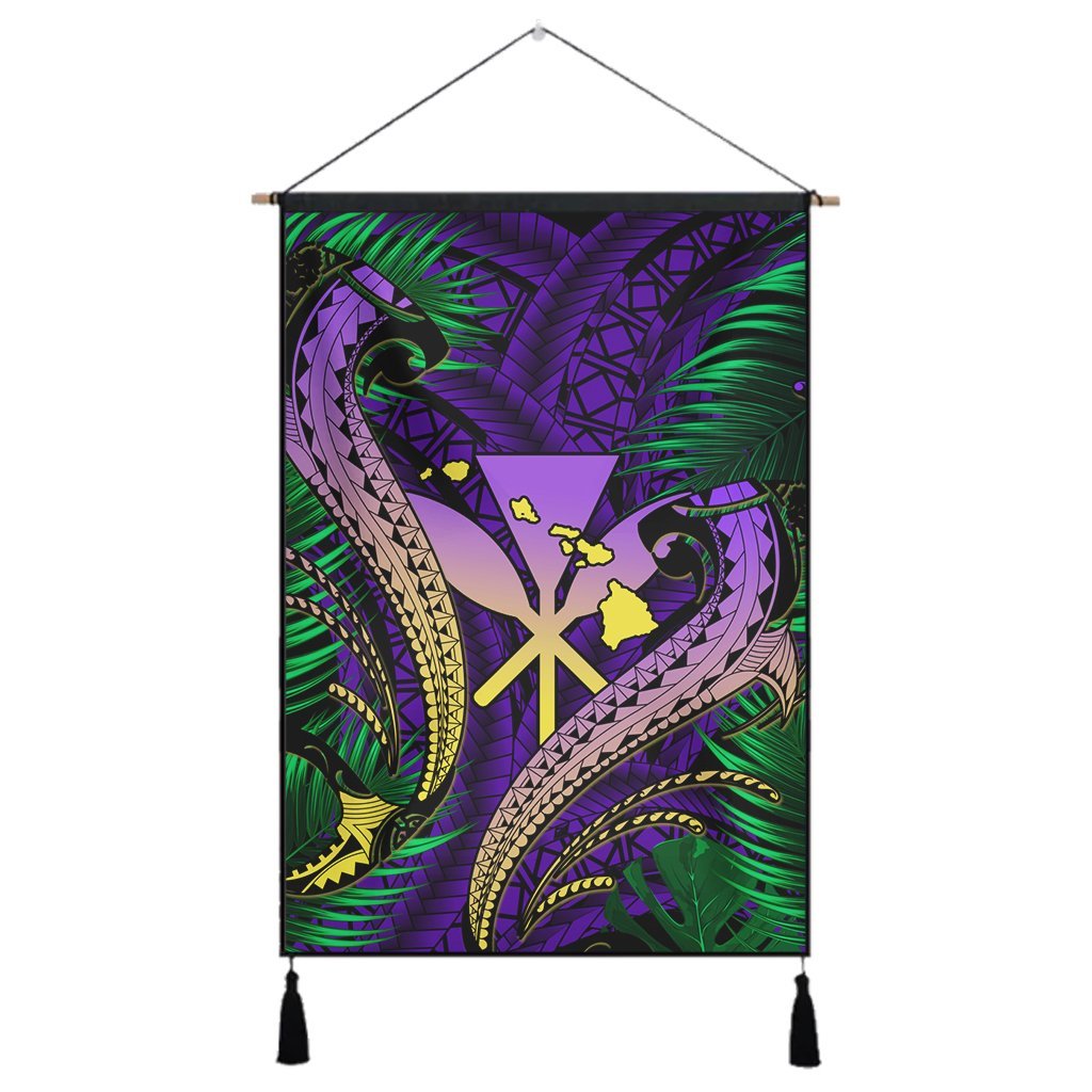 Hawaii Shark Polynesian Tropical Hanging Poster - Purple - AH Hanging Poster Cotton And Linen - Polynesian Pride