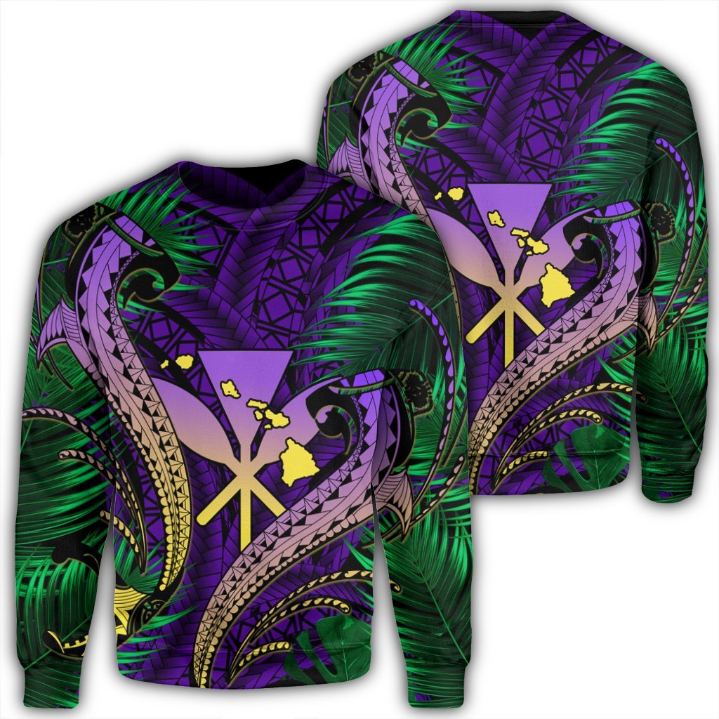 Hawaii Shark Polynesian Tropical Sweatshirt - Purple - AH Unisex Black - Polynesian Pride