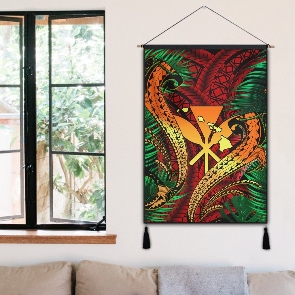 Hawaii Shark Polynesian Tropical Hanging Poster - Red - AH - Polynesian Pride