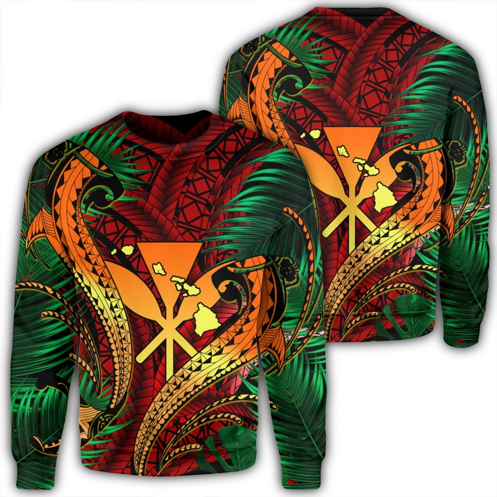 Hawaii Shark Polynesian Tropical Sweatshirt - Red - AH Unisex Black - Polynesian Pride