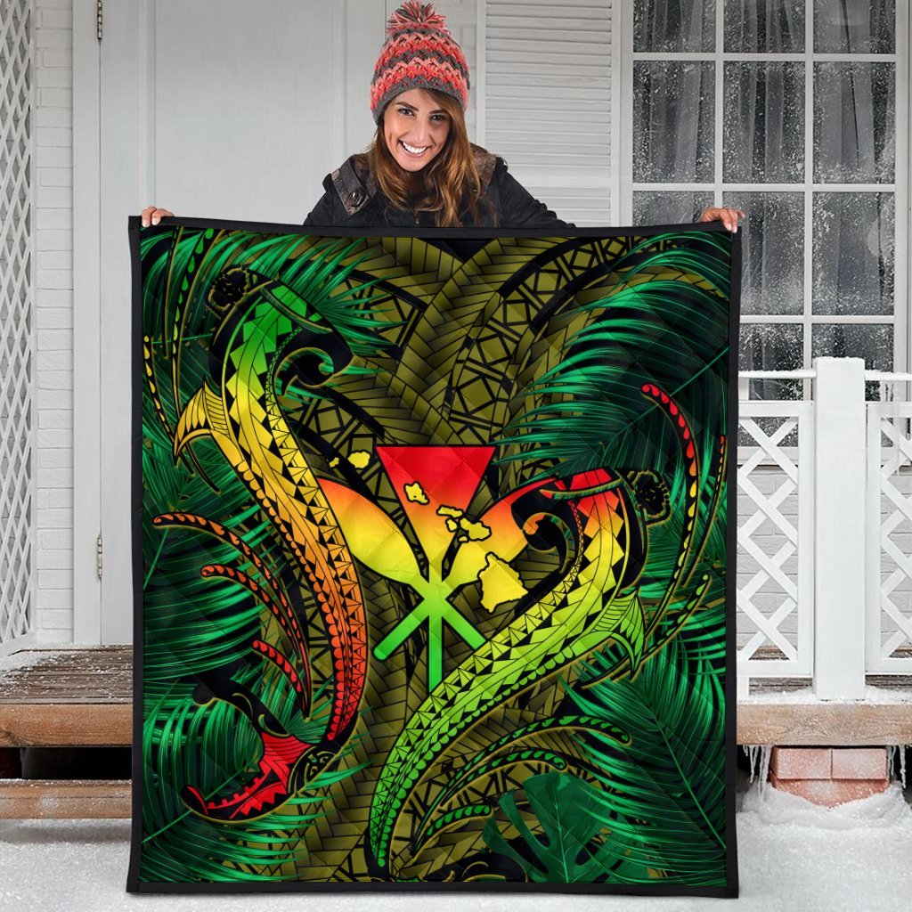 Hawaii Shark Polynesian Tropical Premium Quilts - Reggae - AH - Polynesian Pride