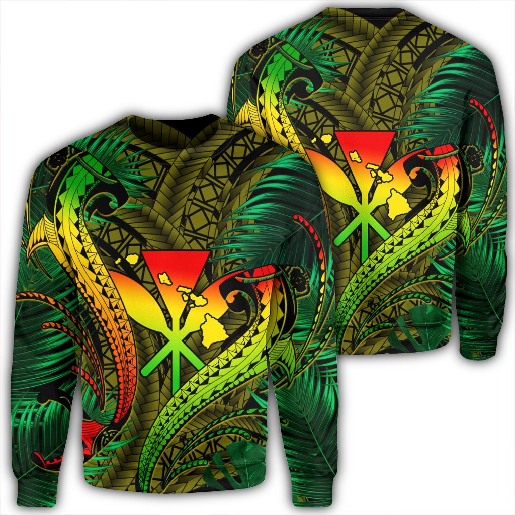 Hawaii Shark Polynesian Tropical Sweatshirt - Reggae - AH Unisex Black - Polynesian Pride