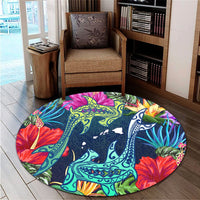 Hawaii Shark Tropical Color Round Carpet - AH - Polynesian Pride