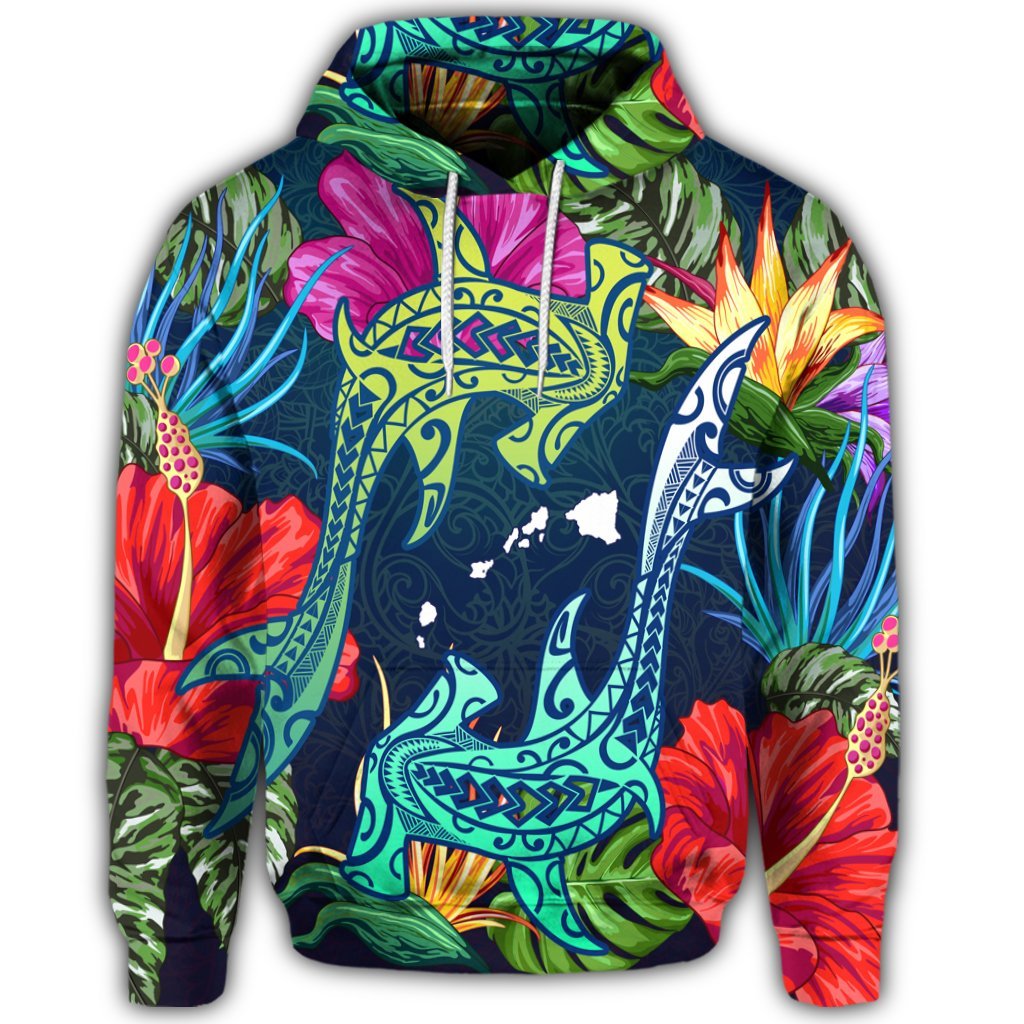Hawaiian Shark Tropical Color Hoodie - Polynesian Pride