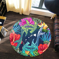 Hawaii Shark Tropical Color Round Carpet - AH - Polynesian Pride