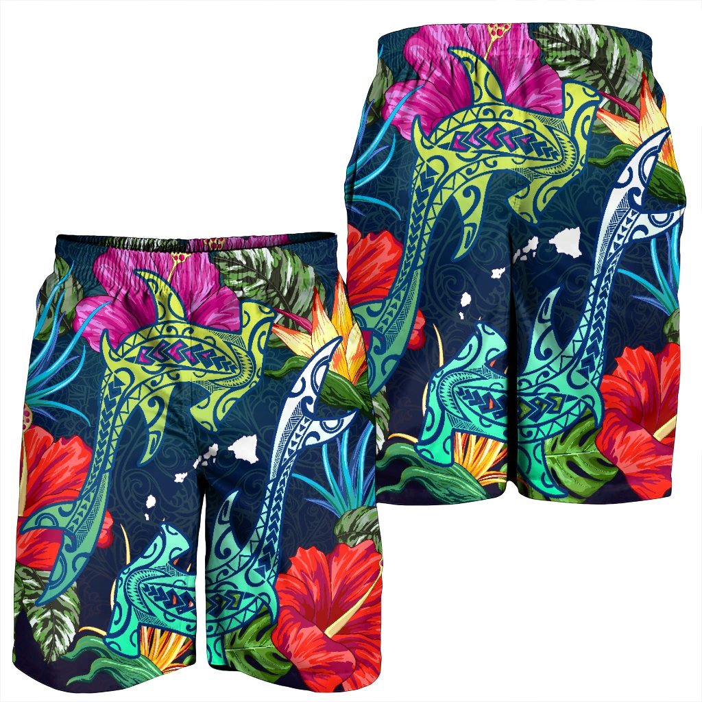 Hawaii Shark Tropical Color Men's Shorts - AH - Polynesian Pride