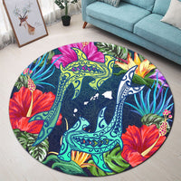 Hawaii Shark Tropical Color Round Carpet - AH - Polynesian Pride