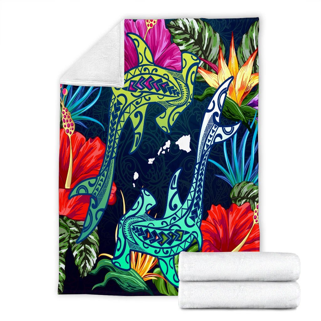 Hawaii Shark Tropical Color Premium Blankets - AH - Polynesian Pride