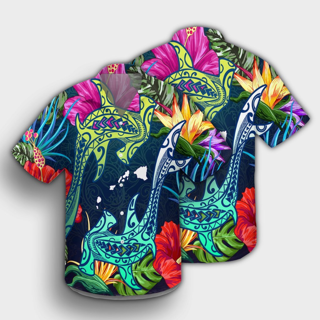 Hawaii Shark Tropical Color Hawaiian Shirt - AH - Polynesian Pride