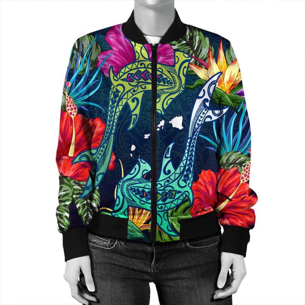 Hawaii Shark Tropical Color Bomber Jacket - AH - Polynesian Pride