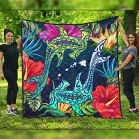 Hawaii Shark Tropical Color Premium Quilts - AH Black - Polynesian Pride