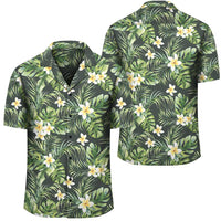 Hawaii Summer Plumerias Flowers Palm Tree Monstera Leaves Hawaiian Shirt Unisex Black - Polynesian Pride