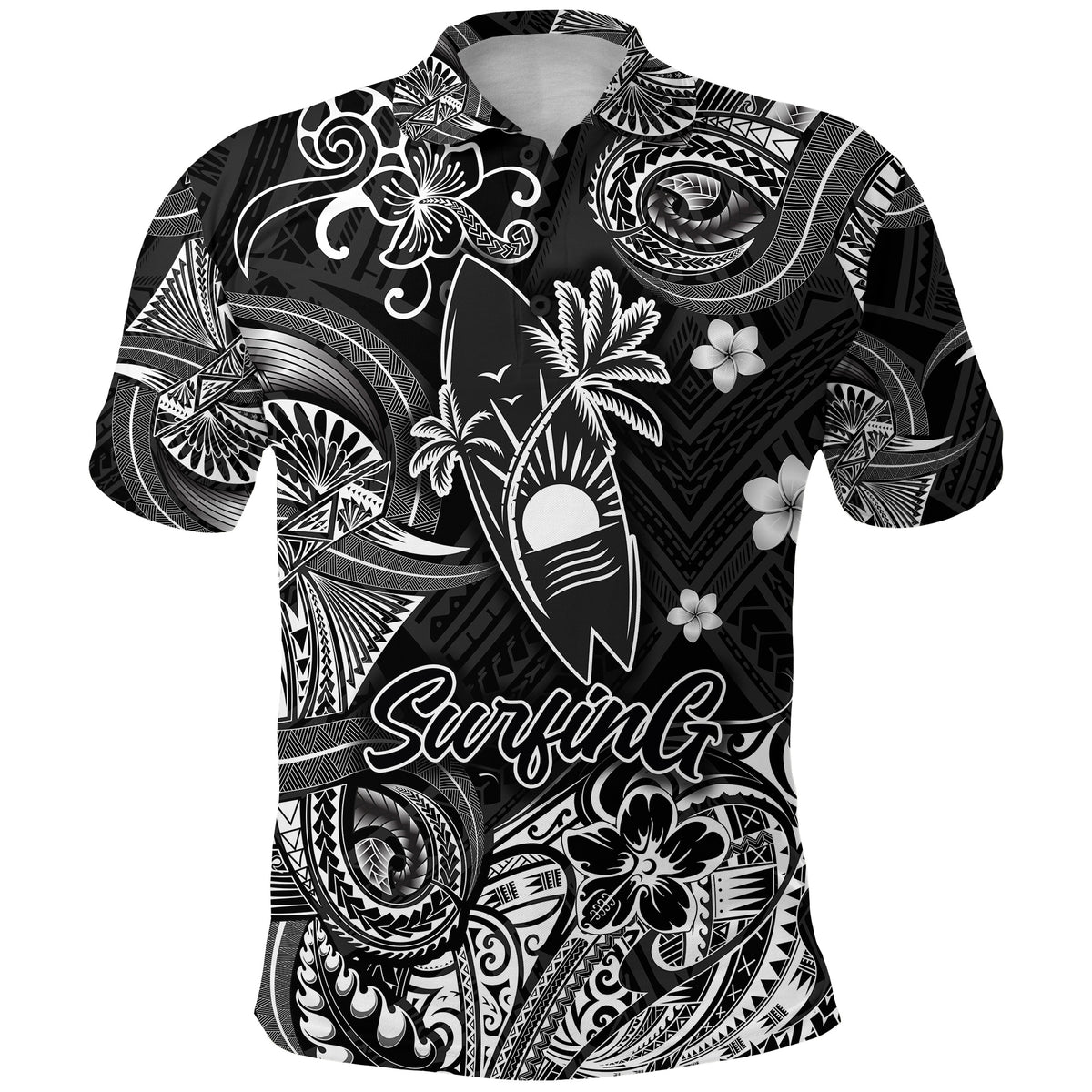 Hawaii Surfing Polynesian Polo Shirt Unique Style Black LT8 - Polynesian Pride