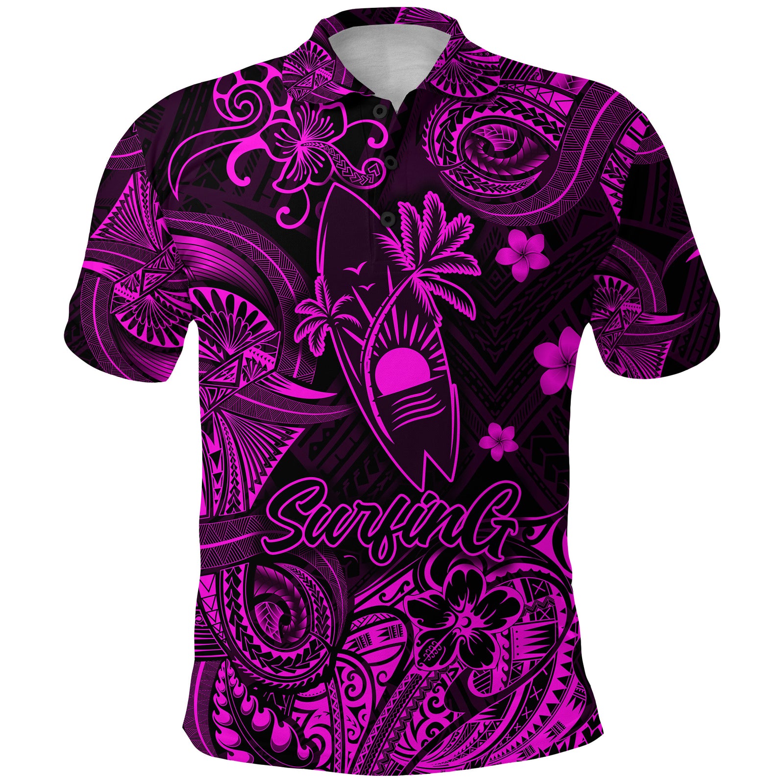 Hawaii Surfing Polynesian Polo Shirt Unique Style Pink LT8 - Polynesian Pride