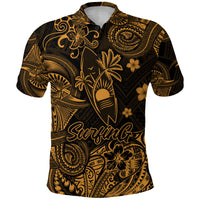 Hawaii Surfing Polynesian Polo Shirt Unique Style Gold LT8 - Polynesian Pride