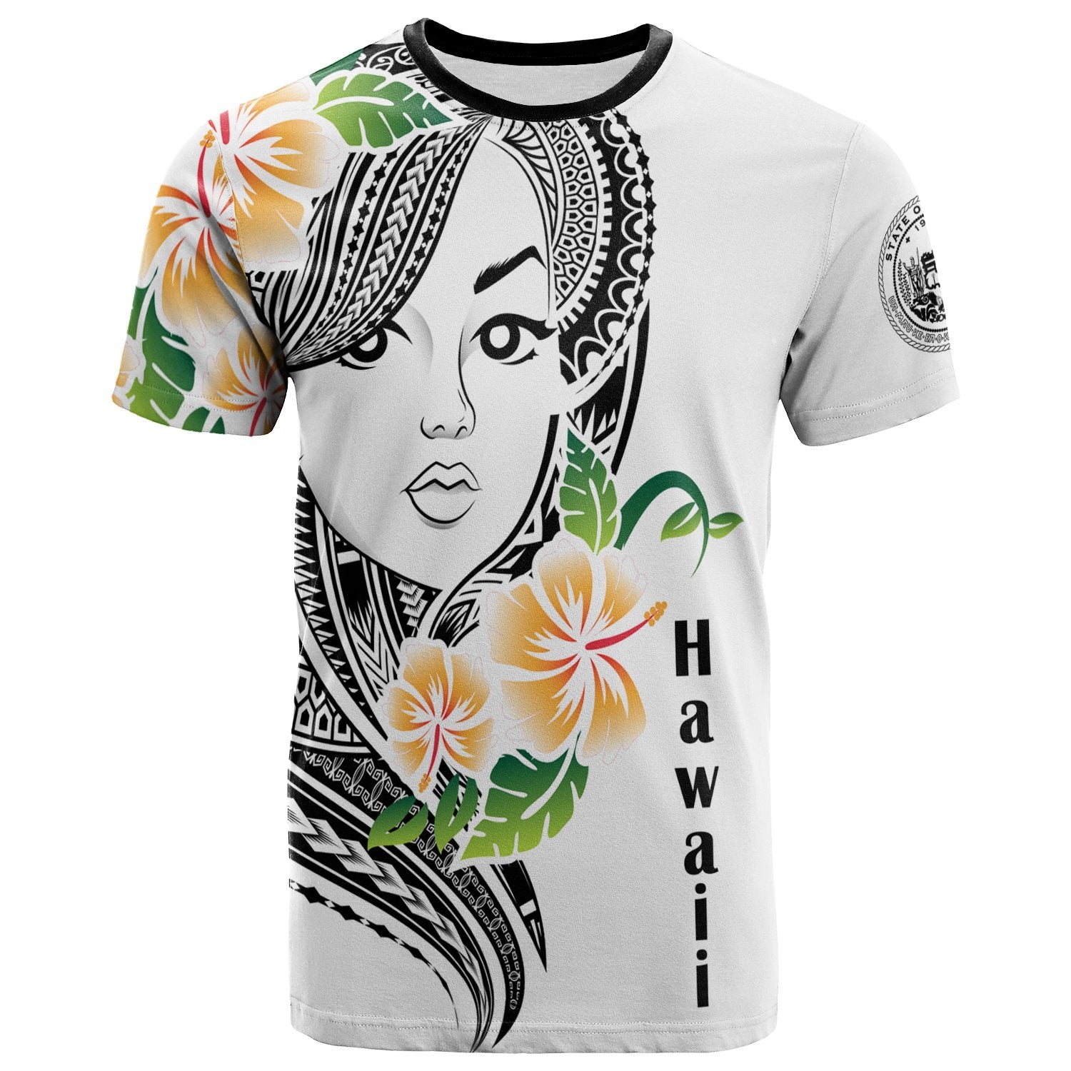 Hawaii T Shirt Mana Wahine Hibiscus Unisex White - Polynesian Pride