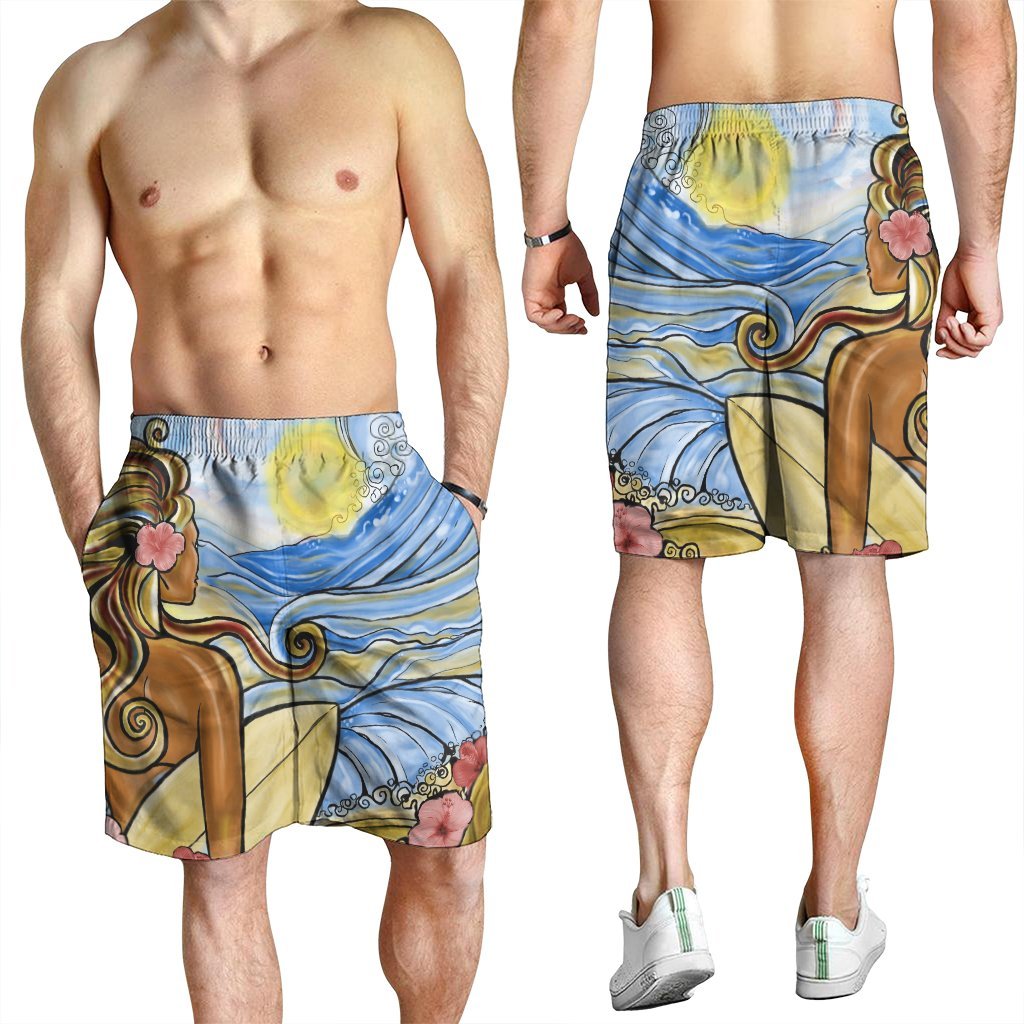 Hawaii The Girl Surfing Wave Men's Shorts - AH - Polynesian Pride