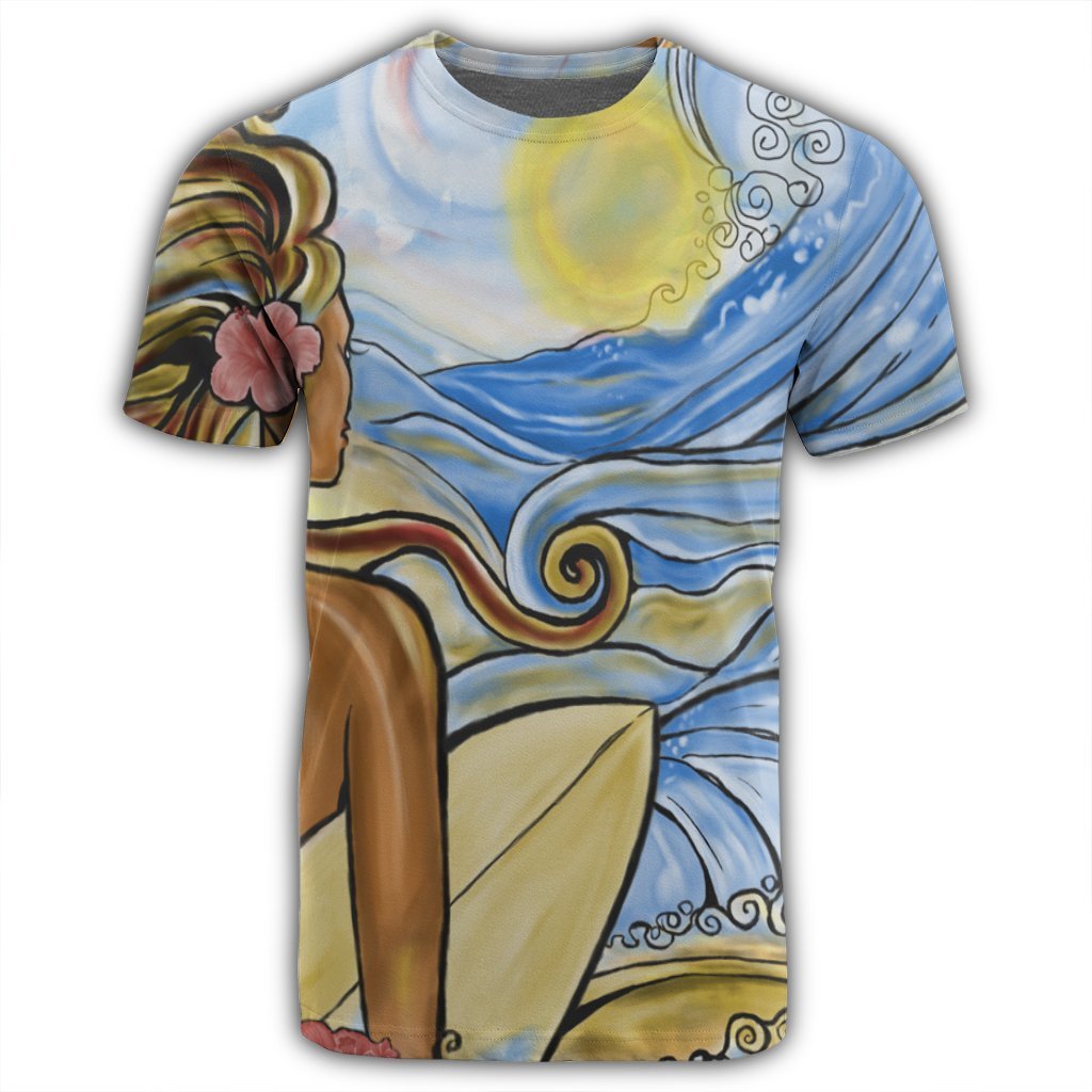 Hawaii The Girl Surfing Wave T Shirt - Polynesian Pride