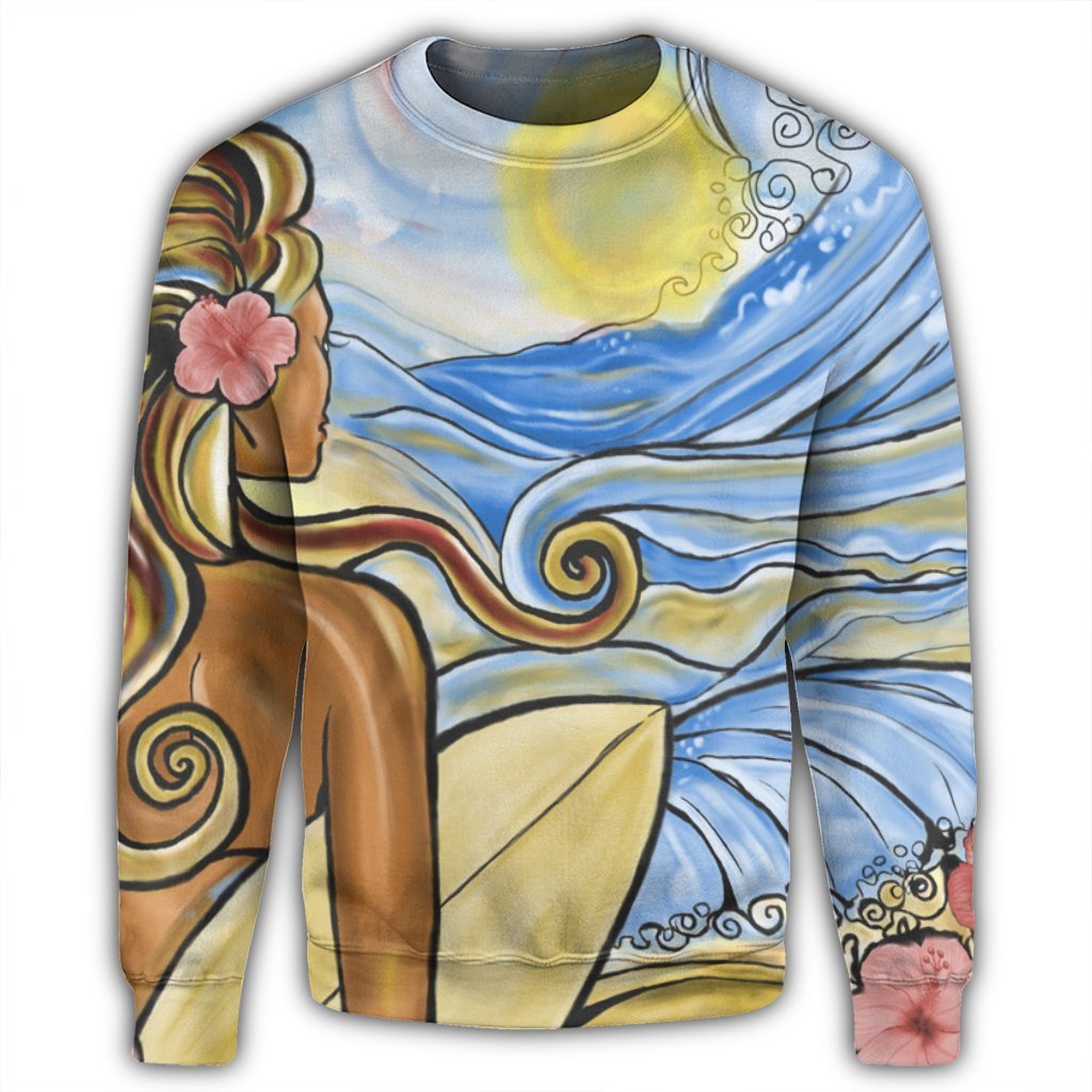 Hawaii The Girl Surfing Wave Sweatshirt - AH - Polynesian Pride