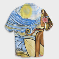 Hawaii The Girl Surfing Wave Hawaiian Shirt - AH - Polynesian Pride