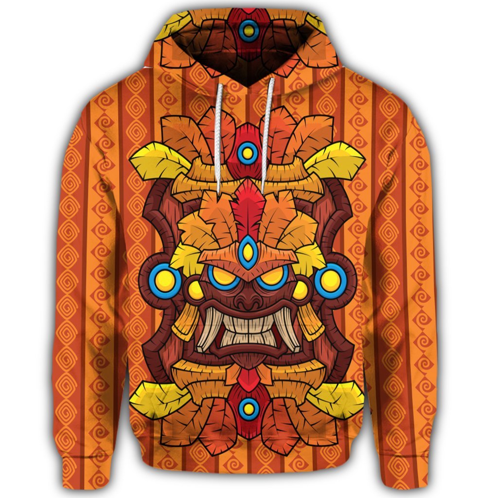 Hawaiian Tiki Pattern Hoodie - Polynesian Pride