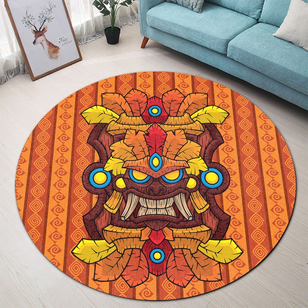 Hawaii Tiki Pattern Round Carpet - AH - Polynesian Pride