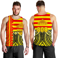 Hawaii Men's Tank Top - Hawaiian Mauna Kea Men's Tank Top - Speaka Style - AH Yellow - Polynesian Pride