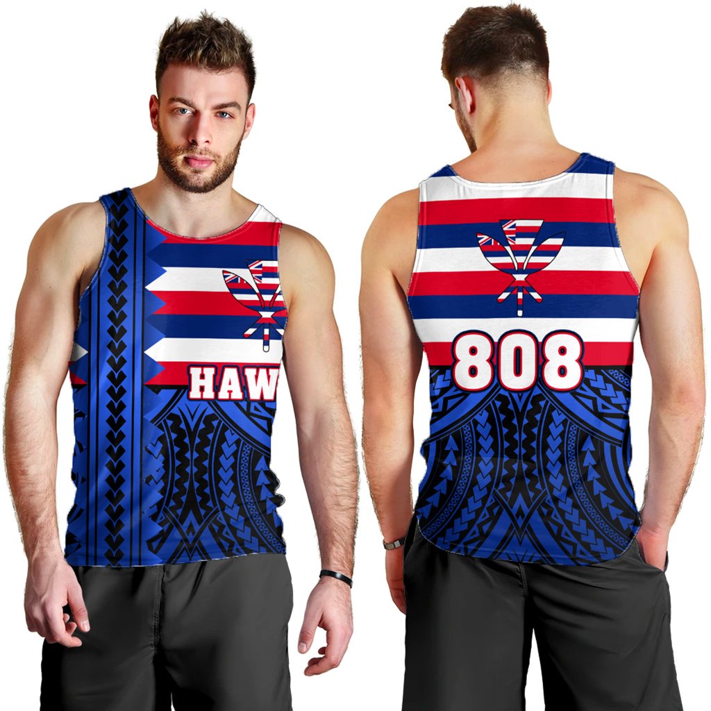 Hawaii Men's Tank Top - Hawaiian Flag Men's Tank Top - Speaka Style - AH Blue - Polynesian Pride