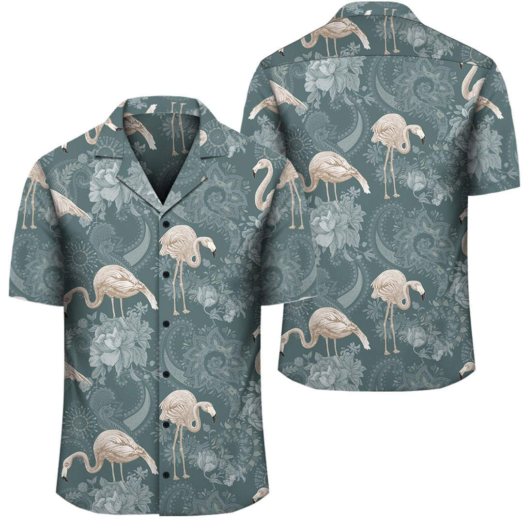 Hawaii Tropical Flamingos And Tropical Plants Hawaiian Shirt Unisex Black - Polynesian Pride