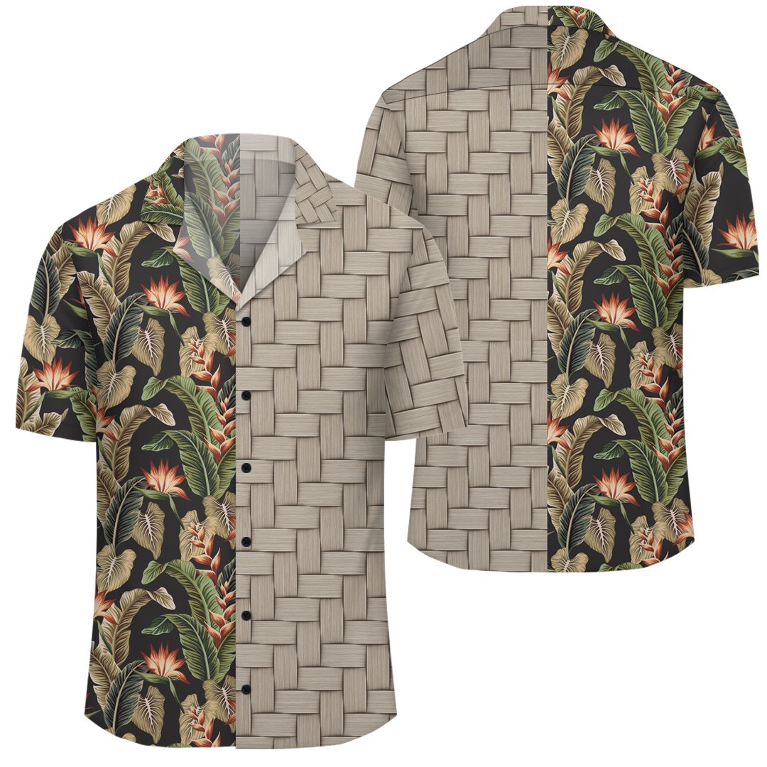 Hawaii Tropical Floral Vintage Strelitzia Flower Banana Leaves Lauhala Moiety Hawaiian Shirt Unisex Art - Polynesian Pride
