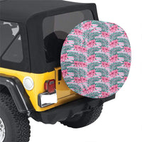 Hawaii Tropical Flowers Palm Leaves Hibiscus Strips Hawaii Spare Tire Cover - Polynesian Pride