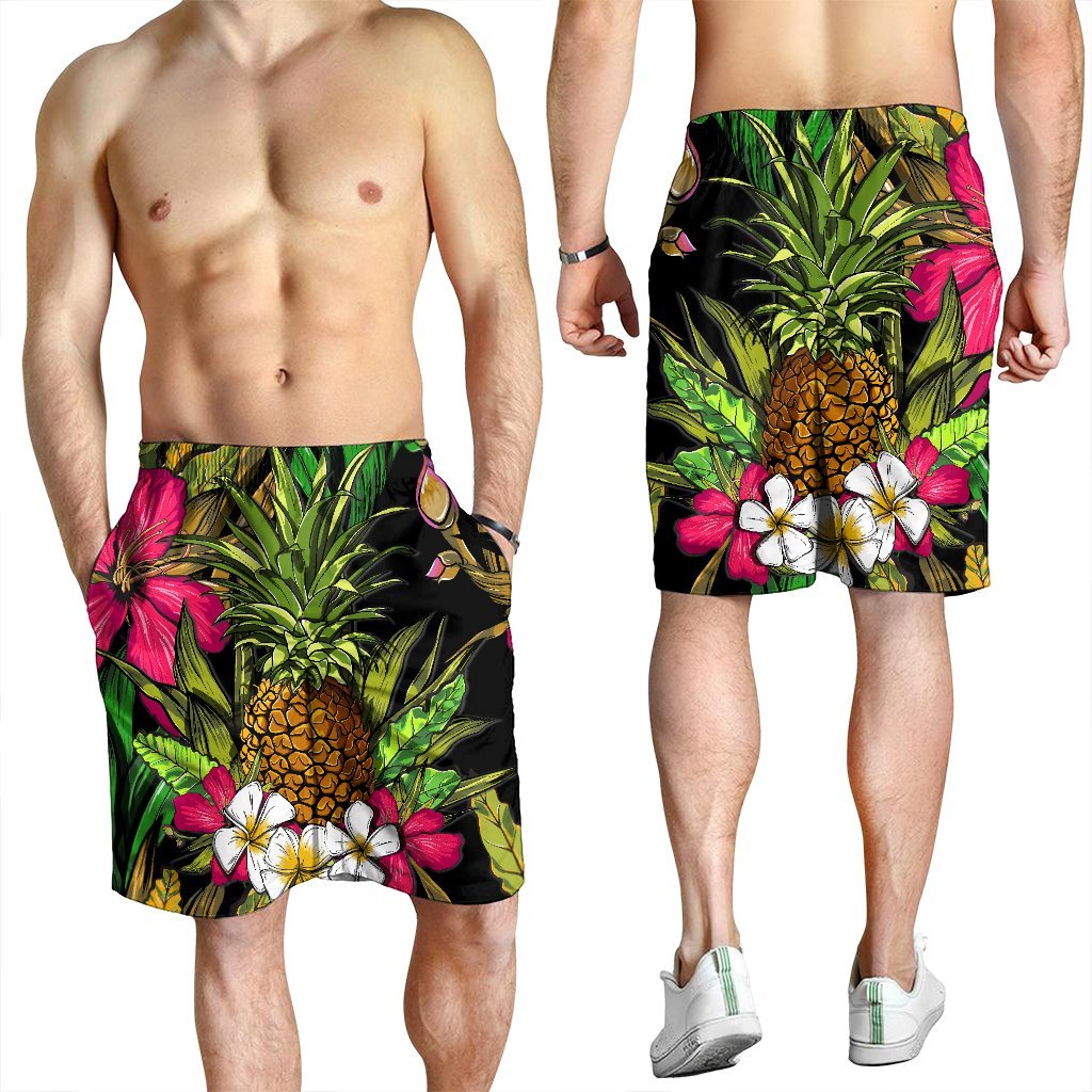 Hawaii Tropical Flowers Pineapple Men's Shorts - AH - Polynesian Pride